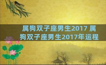 属狗双子座男生2017 属狗双子座男生2017年运程